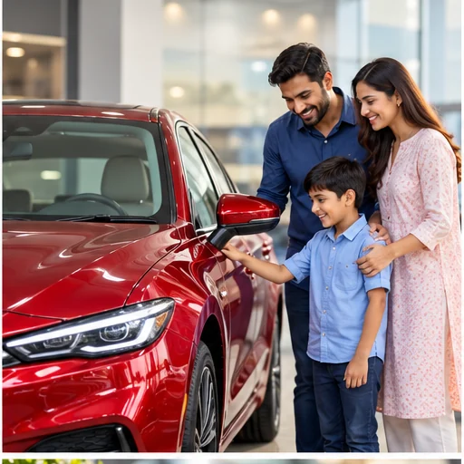 Family receiving used car buying assistance