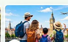 Family travelling abroad with travel insurance